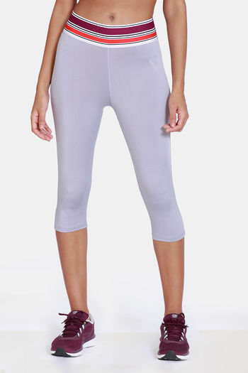 Buy Zelocity High Rise Quick Dry Capri - Lilac Grey